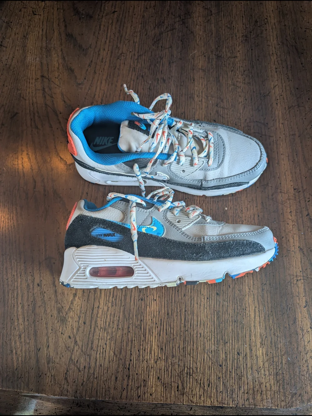 Nike Kids' Air Max Sneakers in White, Blue & Gray